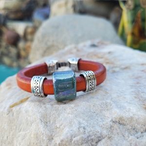 Burnt orange leather Bracelet
